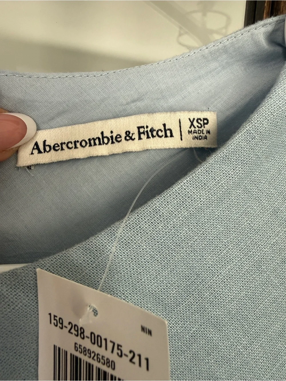 NWT Abercrombie & Fitch light blue linen-blend sleeveless maxi dress